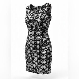 Danny & Nicole Brown Cream Printed Sleeveless Sheath Dress 10P